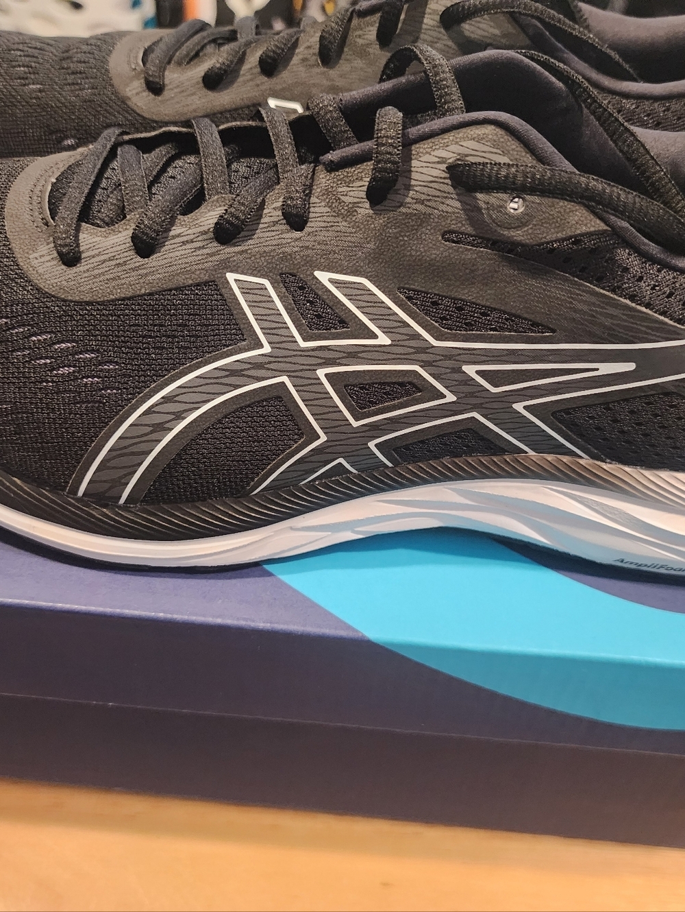 ASICS Men’s Gel Exite 6 Black Athletic Running Shoes with White Accents